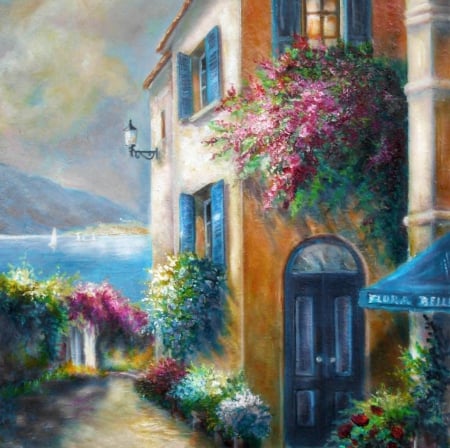 Painting - abstract, flowers, villa, painting