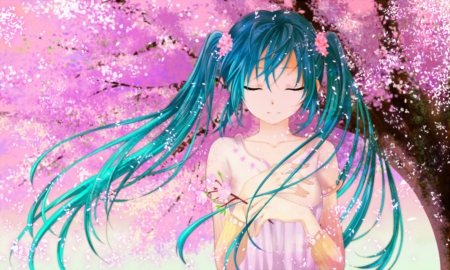 Spring - nice, beauty, female, twintail, anime girl, spring, miku hatsune, pretty, petals, anime, miku, twin tail, hatsune miku, girl, twintails, long hair, lovely, hatsune, vocaloids, floral, twin tails, vocaloid, pink, beautiful, blossom, sweet, flower