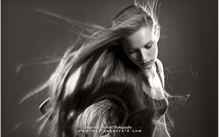 bw beauty - beauty, bw, fall hair, wind