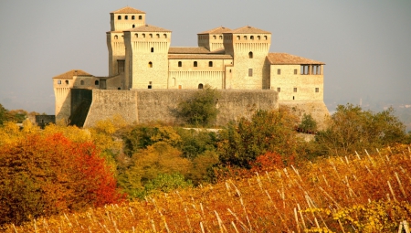 Castello Di Torrechiara_Italy - vineyard, ancient, italy, panorama, italia, castle, architecture, medieval, landscapes