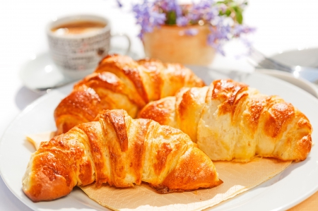 â™¥Breakfastâ™¥ - coffe, breakfast, cup, croissant