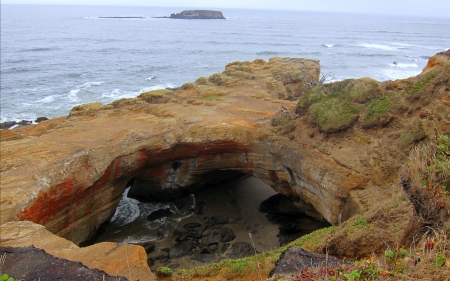 Devil's Punch Bowl, Oregon - nature, ocean, pacific, cave, usa