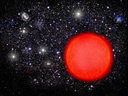 red giant star - galaxies, background, on, cluster