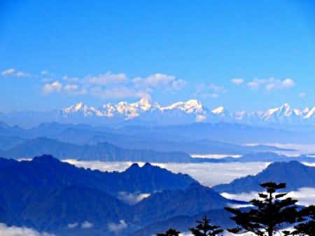 blue sky - mountains, surface, above, on