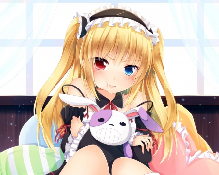 Puffy Face - Boku wa Tomodachi ga  Sukunai, blushing, anime, twin tail, kawaii, female, twintail, blonde, blond hair, long hair, blond, hug, twin tails, anime girl, twintails, girl, blush, blonde hair, lovely, sweet, cute, adorable