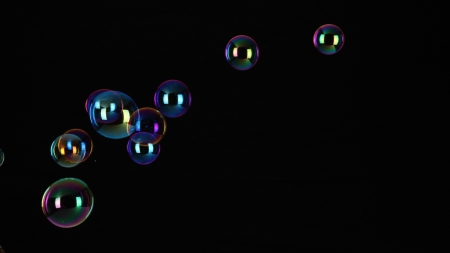 Bubbles - rainbow, ball, black, bubbles