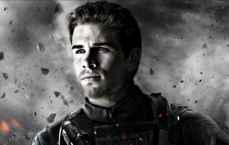 Liam Hemsworth as Billy The Kid - white, the expendables 2, movie, man, liam hemsworth, actor, billy the kid, black