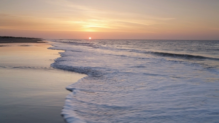 sunrise over beautiful north carolina beach - horizon, beach, waves, sea, sunrise