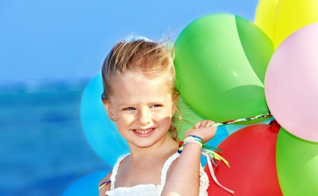 Girl playing with the Balloon - girl, cute, playing, balloon