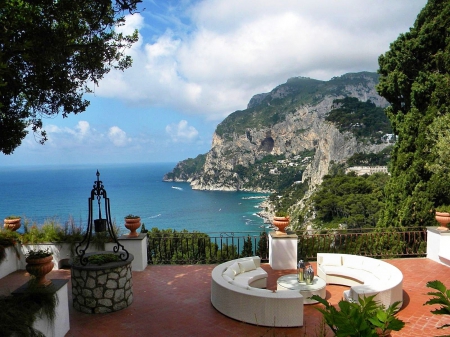 Beautiful Place - mediterranean, view, veranda, bench, sea