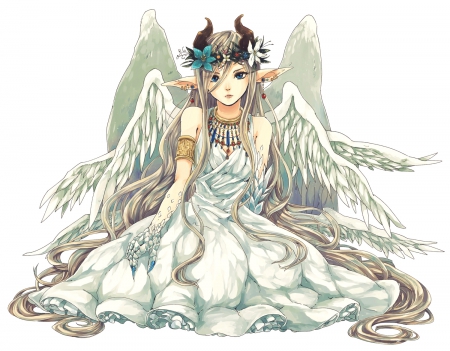 Angel - monster, pretty, wings, girl, orginal, angel, long hair