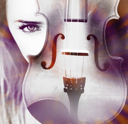 Violin Girl by Luna Messi - luna messi digital artist, luna messi, violin, beautiful, girl, luna messi photographer