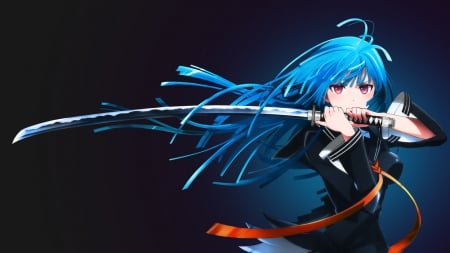 Anime girl - pretty, girl, school, katana, beautiful, anime, uniform