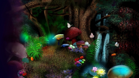 phantasmagoria - nature, magic, butterfly, 3d, forest