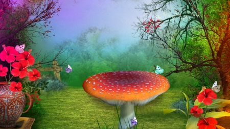 mushroom - nature, mushroom, forest, 3d