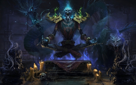 World of Warcraft - wow, skull, game, throne, world of warcraft, blue, fantasy