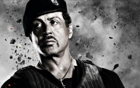 Sylvester Stallone as Barney Ross - the expendables 2, barney ross, hat, black, poster, white, man, actor, sylvester stallone