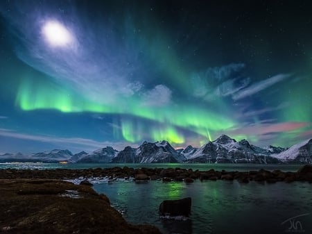 Amazing Sky - aurora, sky, lake, nature