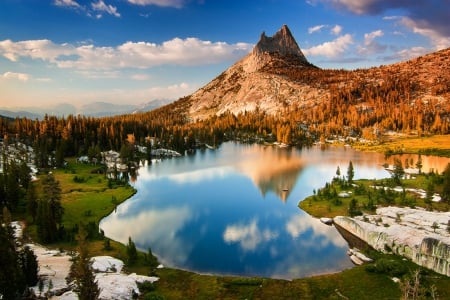 Reflections - lake, nature, mountain, sky