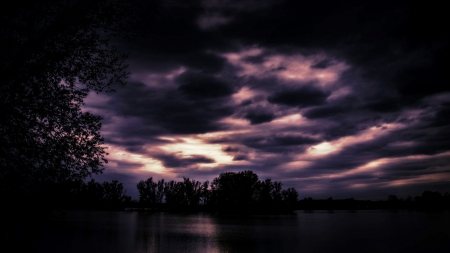 evening - nature, sky, lake, evening