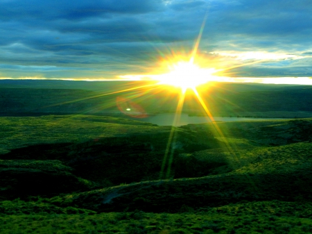 BRIGHT DAY - field, sky, nature, sunshine