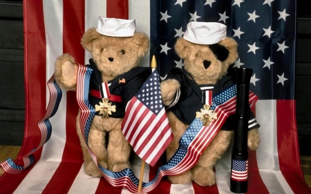 Patriotic Bears  - wide screen, celebration, independence day, photo, 4th of july, photography, abstract