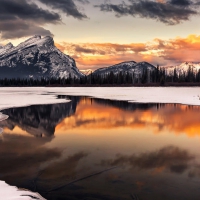 lake under the golden clouds