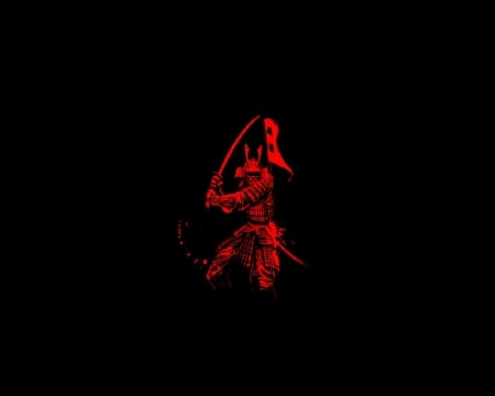 Red Samurai - katana, fantasy, red, samurai