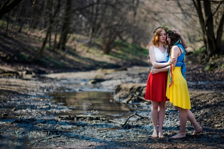 * Girls and nature * - forest, people, model, river, female