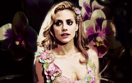 Brittany Murphy - Brittany Murphy, poster, by cehenot, girl, orchid, flower, pink, actress, woman, art