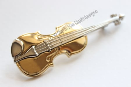 Violin - jewelry, gold, pin, violin