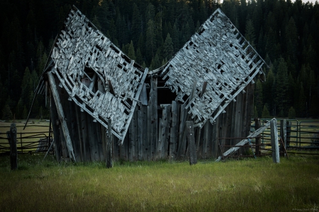 Collapse! - canon, california, collapse, sierra, nevada, barn