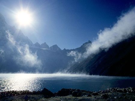 Les lacs de Goki - sky, lake, sun, blue, sea, goki