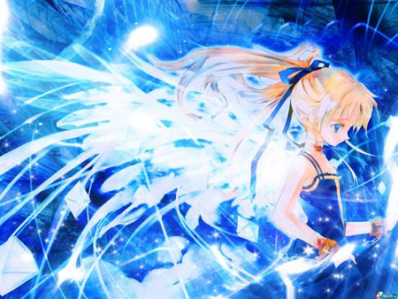 Anime Blue Angel - anime, girl, angel, blue