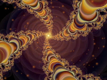 Light at the end - computer art, fractal, sun, stars