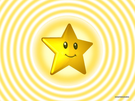 Smiley Star - star, yellow white circles, smiley face