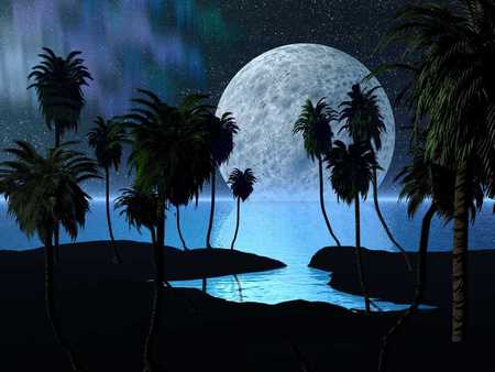 Full moon - nature, 3d