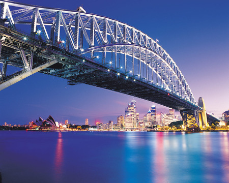 Sydney Harbour Bridge - australia, night lights, bridge, harbour