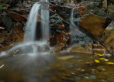 Waterfall, Ireland - splashing water, ireland, river, leaves, waterfall, rocks