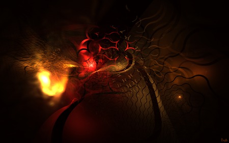 Truchet - red, fire, fractal, wallpaper