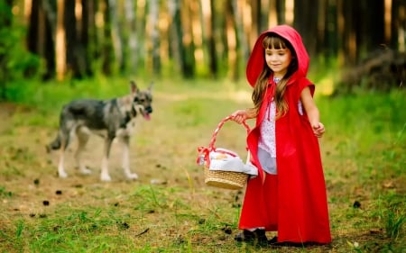 Cute Girl - wolf, cute, girl, forest