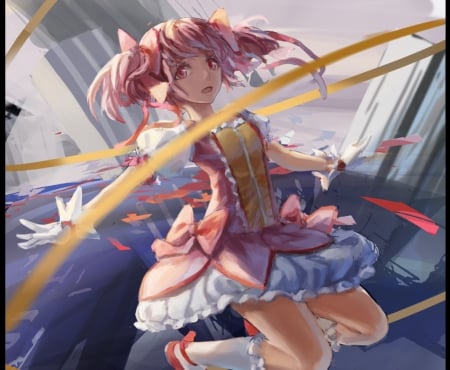 Madoka - beauty, mahou shoujo madoka magica, nice, madoka kaname, female, anime girl, pretty, anime, girl, magical girl, pink hair, long hair, lovely, gown, beautiful, kaname, sweet, madoka, dress