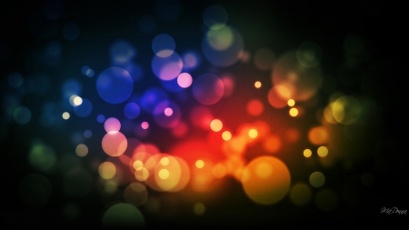 Lighted Colors - red, shine, sparkle, glow, blue, bright, bokeh, orange, colors