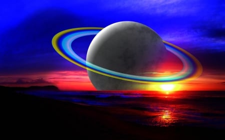 Abstrat Planet D - abstract sunset, scenery, sunset, planet, space