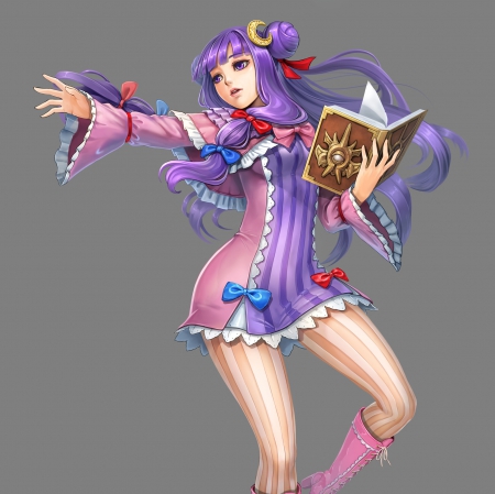 Patchouli Knowledge - pretty, anime, magic, female, book, long hair, touhou, plain, hd, nice, purple hair, anime girl, realistic, beautiful, hot, girl, simple, beauty, lovely, sweet, magician, patchouli knowledge, cg, sexy