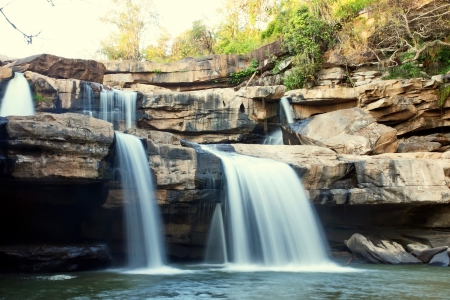 ♥Waterfall♥ - river, forest, waterfall, stones