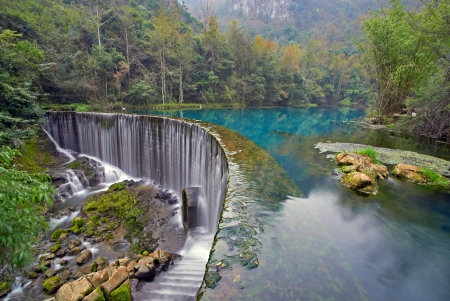 â™¥Waterfallâ™¥ - forest, landscape, emerald, river, waterfal