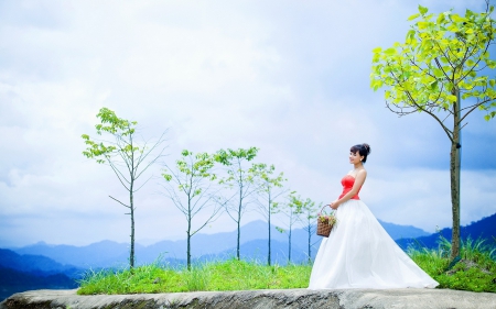 Beauty - beauty, landscape, girl, bride, asian