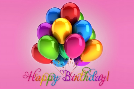 â™¥Happy Birthdayâ™¥ - balloons, pink, colorful, design, birthday, happy