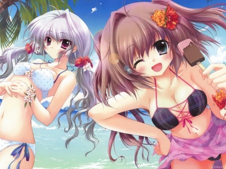 Summer Vacation - anime, girls, summer, beautiful